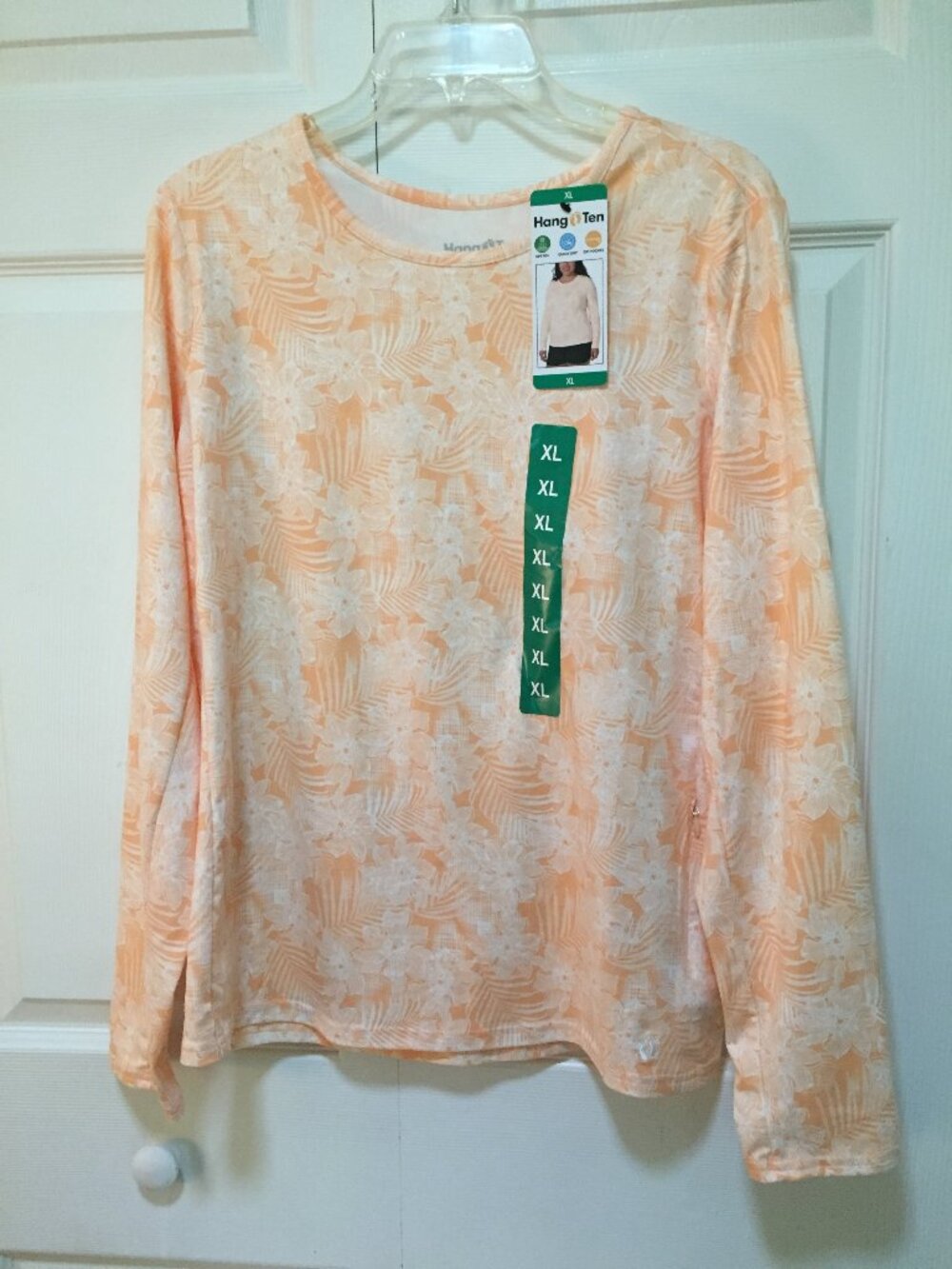 HANG TEN Women’s  LS Zipped Pocket UV Protection UPF 50+ Shirt Top Sz XL NWT  ME